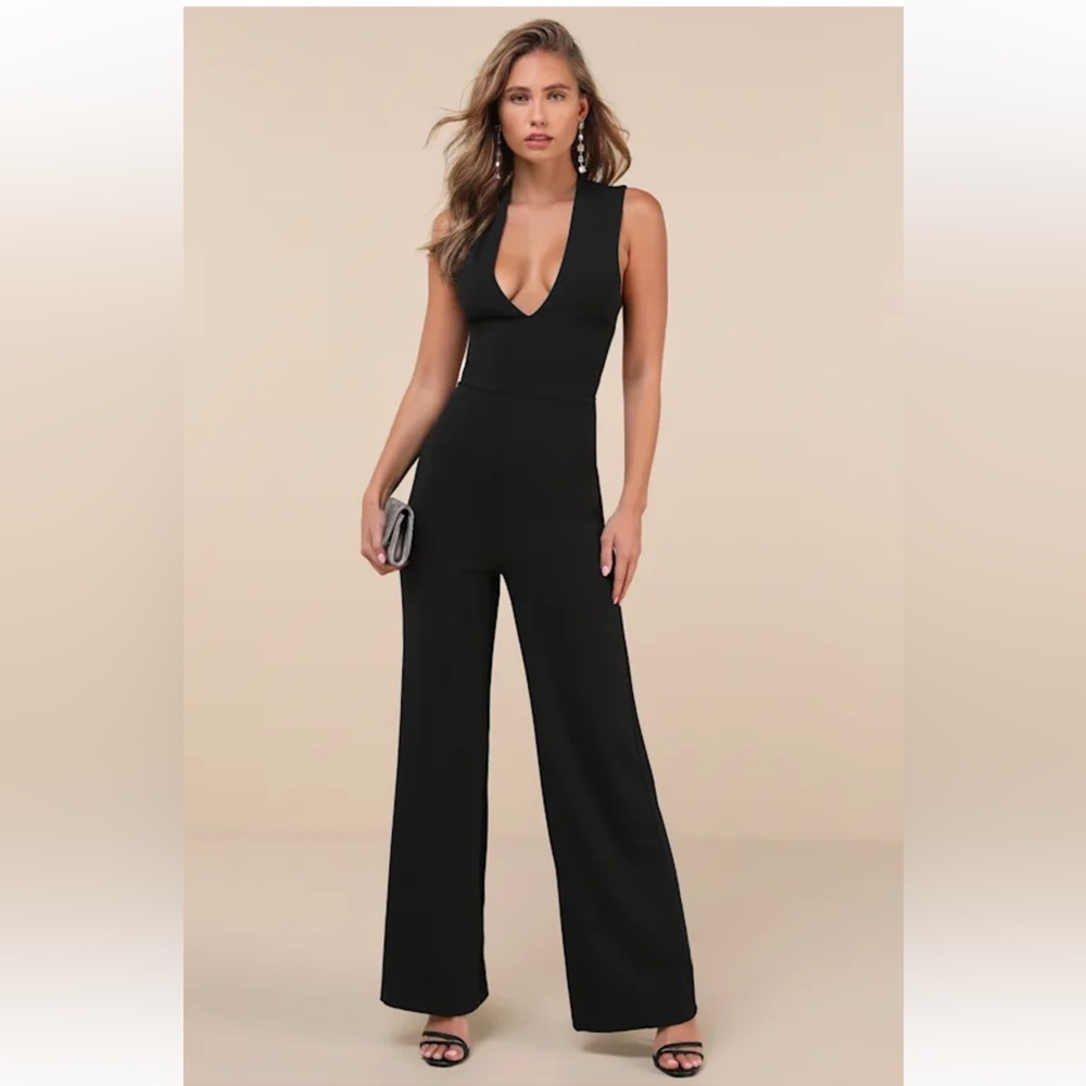 LuLu’s Thinking Out Loud Backless Jumpsuit in Black